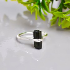 Natural Black Tourmaline Ring 925 Sterling Silver Ring Handmade Jewelry RSR78