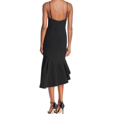 BARDOT NEW Women's Black Kiki Contrast Ruffled Midi Dress Sheath Dress S  TEDO | eBay