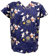 Womens Microfiber Ultra Soft Touch Medical Scrub Ghosts Day Off Navy Base Small