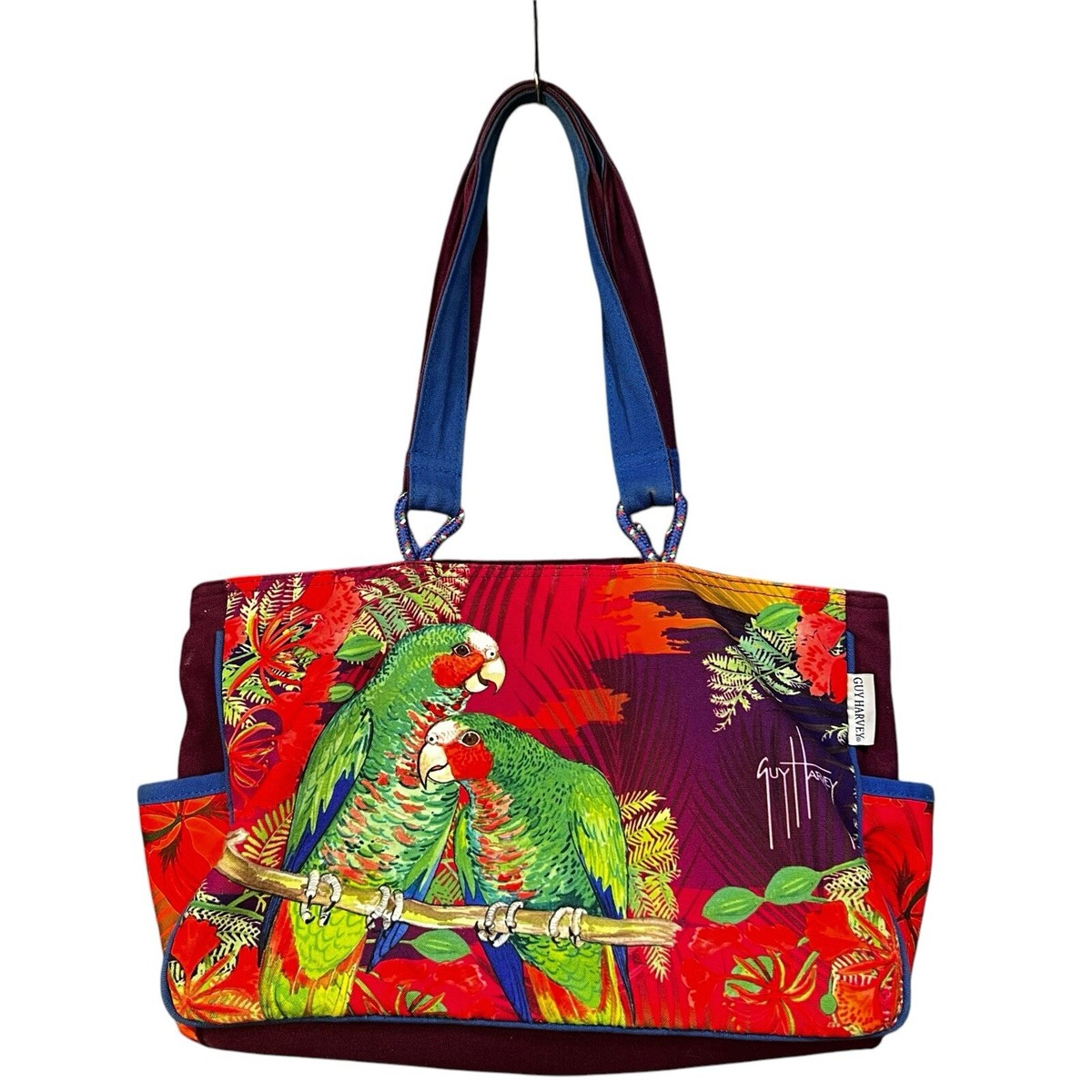 Guy Harvey Blue Sea Turtle Crossbody Bag - Cotton Canvas Shoulder Bag With Interior Pocket - View #2