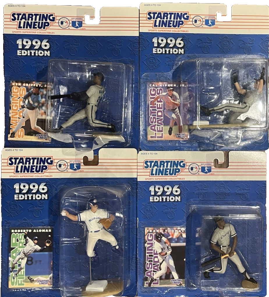 1996 Starting Lineup MLB Figure Lot (4) – Griffey Jr , Ripken, Alomar, Thomas