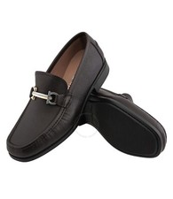 Salvatore Maurice Hammered Leather Two-tone Gancini Buckle Loafers Hickory US 6