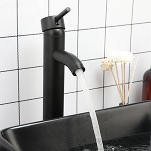 Black Bathroom Vessel Sink Rectangle Ceramic Vanity Basin Mixer Pop Up Drain Tap - Picture 4 of 9