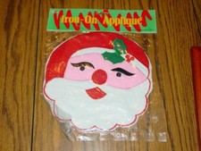 VINTAGE Westwater Enterprises : Christmas IRON-ON APPLIQUE - SANTA Face - NEW