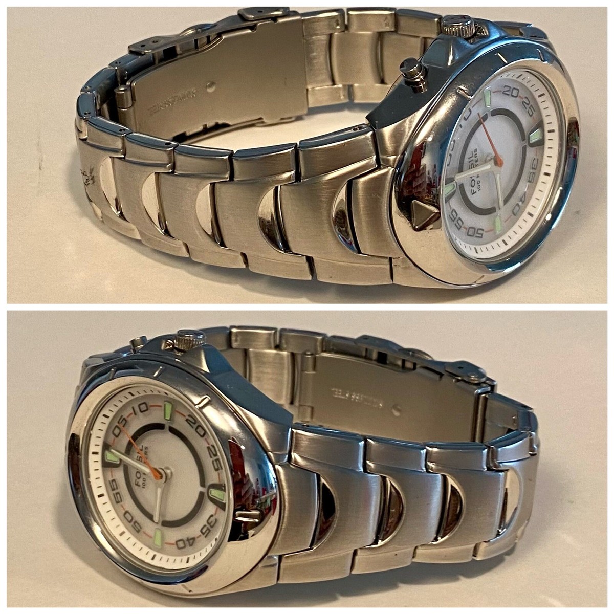 Luminous Multi-colored 43mm Silvertone Bracelet Quartz FOSSIL BLUE  