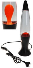 Lavalampe schwarz orange 40 cm Lavaleuchte Deko Lampe Retro Metallfuß Glas Magma