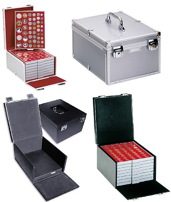 LINDNER Boxenkoffer für Münzbox Münzboxen Aluminium ALU & Schwarz 2358 2318 2319
