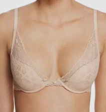 Natori Womens Beige Cherry Blossom Convertible Underwire Bra Size 30DDD