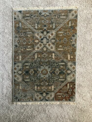 Grand Tapis Patchwork Oriental Vintage 87 X 53 Cm – Tenture Murale Ou Jeté De Lit En Coton Mélangé, Fait Main