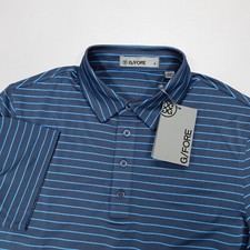 G/Fore Pencil Stripe Pique Golf Polo Tech Jersey Shirt Twilight Blue Wicking