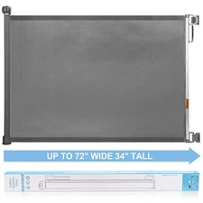 NIB Gray PRObebi Retractable Dog / Baby Gate - 34" H, 72" W - Indoor/Outdoor