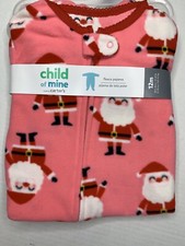 Child Of Mine By Carters Pink Red Christmas Santa Fleece Pajama 12m