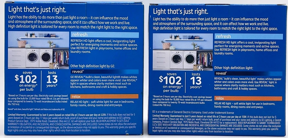 2PK GE 75W Refresh LED HD Light A19 Medium Base ~ 4 BULBS TOTAL ~ FAST SHIP! - Image 2 of 2