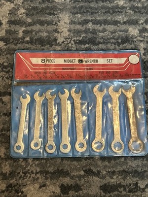 Vintage 8-Piece Midget Wrench Set Rust Proof Plated