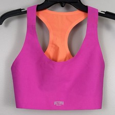 Victoria s Secret Sports Bra Medium Seamless Bonded Orange Pink Racerback New