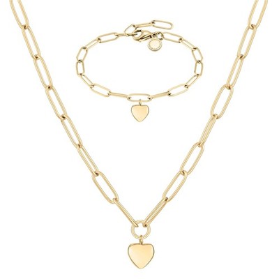 COOL TIME KIDS Herz CS-0005-NB Kinder Armband Halskette Edelstahl Gold Set