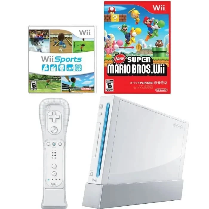 Nintendo Wii Pack Sports-Bianca-Balance Board-2 Pad-Mario Kart-2 Sterzi-completa - Immagine 2 di 4