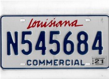 LOUISIANA 2021 license plate "N545684" ***NATURAL***