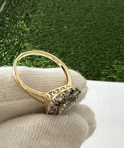14K SOLID GOLD MULTI COLOR GEMSTONES CLUSTER RING ,SZ:9 Mint - Picture 7 of 14