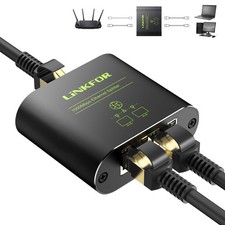 Ethernet Splitter 1 in 2 Out, 1000Mbps RJ45 Network Connector, USB C Cable