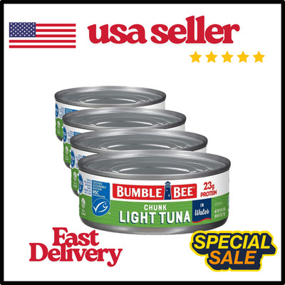 Bumble Bee Chunk Light Tuna In Water, 5 oz Can - Wild Caught Skipjack Tuna-4 Pac