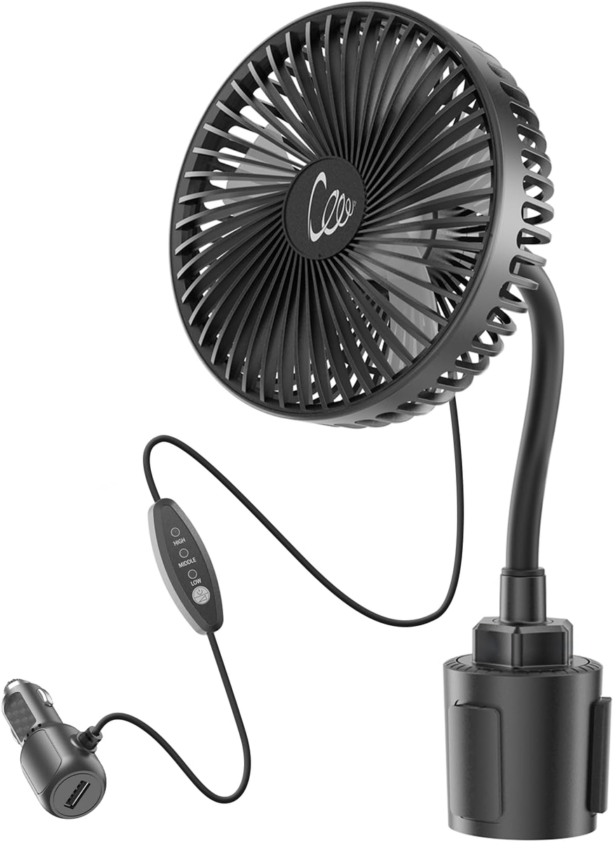 cigarette lighter car fan 12V Car Fan, 3-Speed Portable Vehicle Fan for Front Seat, Cigarette Lighter  Powe