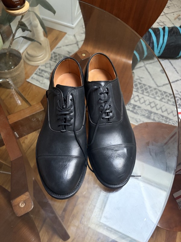 Viberg Bastion Oxford Black Vocalou Calf US 9 Width F Rubber Sole NEW No Box