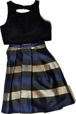 ‘Sequin Heart’ Brand Size 11, 2 Piece dress Homecoming, Formal, Blue Black Gold