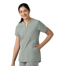 Carhartt Force Essential Notch Neck Scrub Top Size Medium Modern Fit Gray NWOT