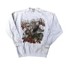 Field Master Outdoor Adventure Buck Printed Sweater Sweatshirt Men’s M 1990's
