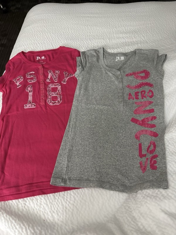 2 Girls P.S. Aeropostale Henley Shirts Size M(10)
