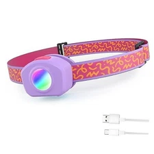  LED Headlamp Rechargeable Kids Headlamp with RGB Mode and Adjustable Sweety