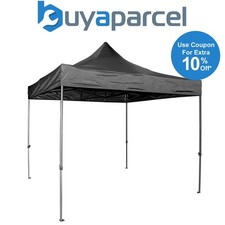 Vaunt Gazebo Heavy Duty Steel Black Outdoor Work Shelter 3m x 3m Tent V1903200