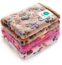 Luciphia 3-Pack Pet Blankets Super Soft Fluffy Fleece Dog Cat Paw Small 23x16
