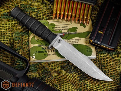 Defiant 7 Knife M320V 3V Stonewashed Blade Kydex Sheath Designed by Matt Martin