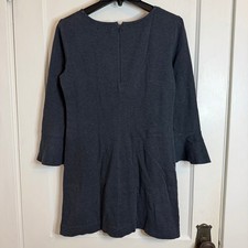 Madewell Dark Charcoal Knit Dress Flare Bell Sleeves Cotton Blend Small