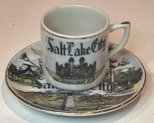 Vintage 1970s Salt Lake City Utah Tea Cup Saucer Souvenir LDS Morman Temple
