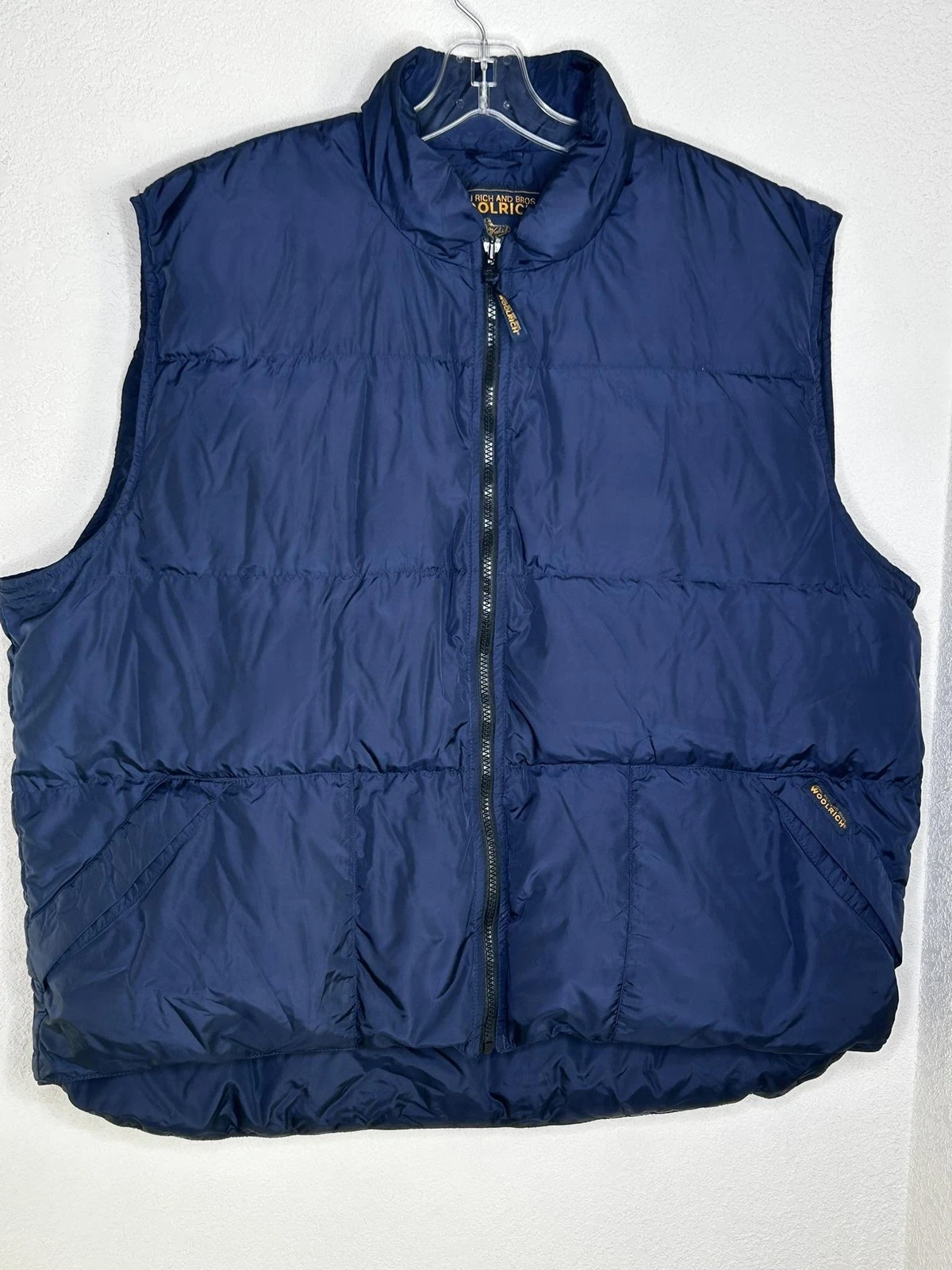 Woolrich John Rich & Bros Vest Mens XL Navy Duck Down Puffer Insulated Zip Warm