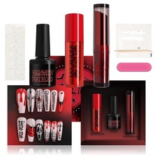 4Pcs Halloween Vampire Makeup Kit Matte Lipstick Fake Blood Eyeshadow Nail Decor