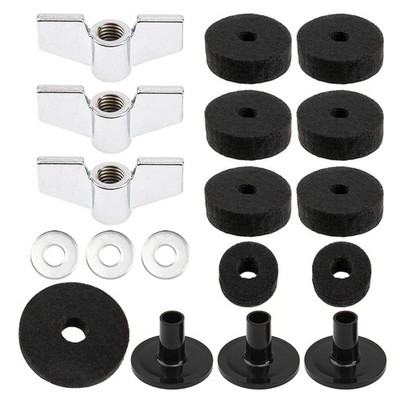 18pcs Cymbal Stand Felts Sleeves Wing Nuts Hi-Hat Clutch Cup Felts Drum Kit Set