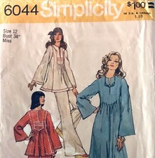 70s Simplicity 6044 Misses Caftan Wide Leg Pants Pattern Sz 12 B34 FF