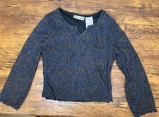 1990s Mary Kate and Ashley Love Girls Crop Lined Shirt Navy Black XS 4/5