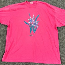 Hanes T-Shirt Mens Size 2XL Pink Vintage Iris Floral Graphic USA Made Rips