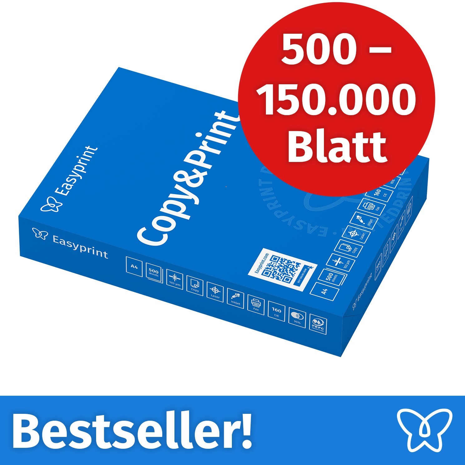 이지프린트 프린터 용지, 복사 용지, 500~150,000매, A4, 80g, 프리미엄, 밝은 흰색 3