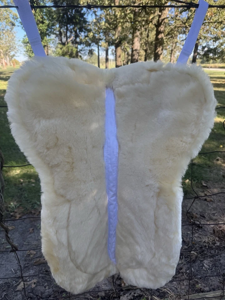 Nuevo Sillín Corrección Inglés Media Almohadilla Enrollado con Piel de Oveja Tamaño Completo Foto 4 de 4