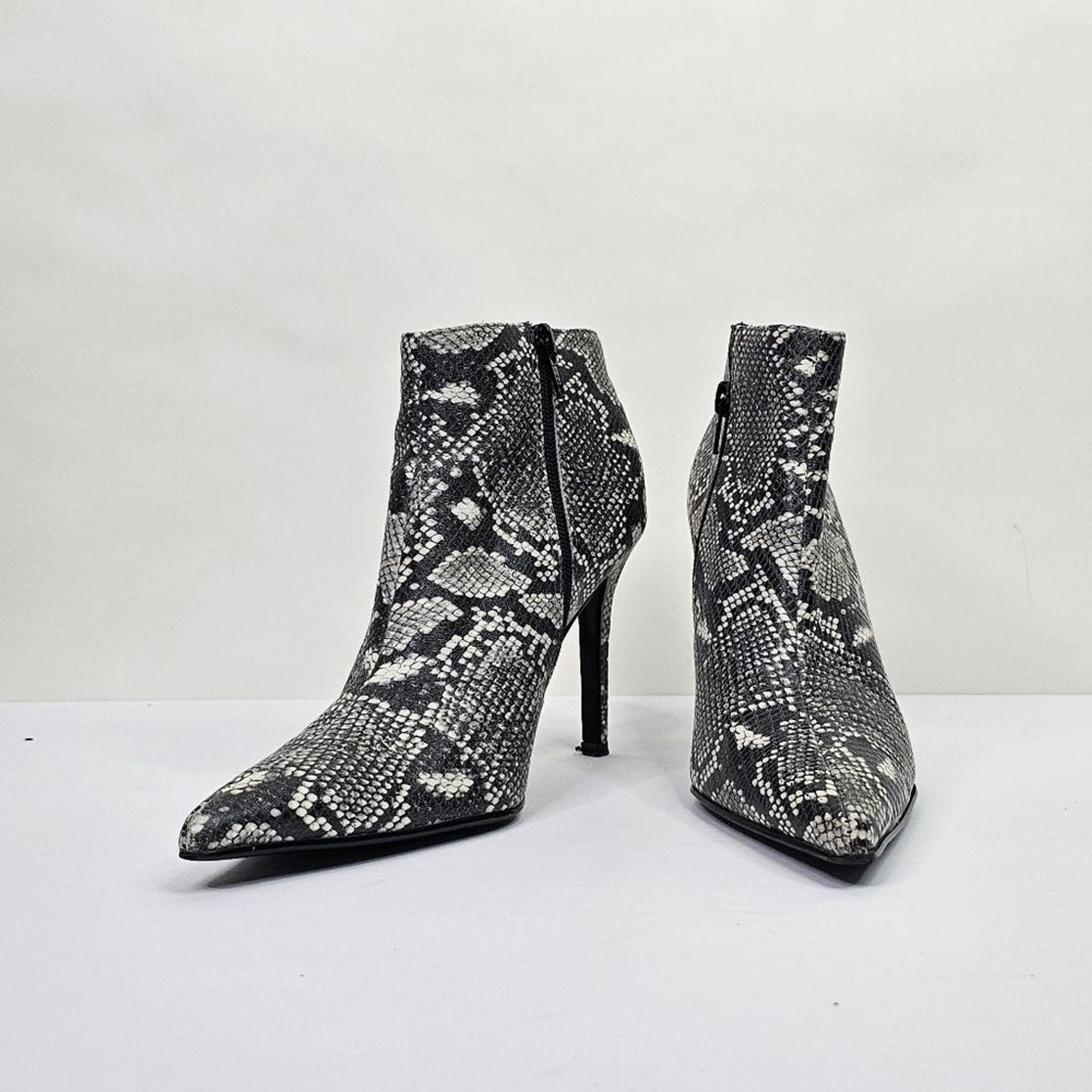 Colin Stuart Python Printed Leather Booties - image 1