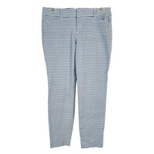 OLD NAVY Size 4 Pixie Cropped Pants Blue  White Plaid Skinny Leg Mid-Rise