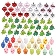 LOAVER 72 Pack Heart Shaped Baubles St. Patrick's Day Shamrock Easter Egg