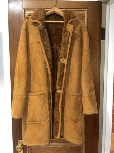 VALENTINO Cappotto uomo shearling marrone con cappuccio XL vintage