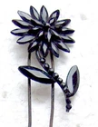 Pretty late Victorian hinged hair comb as French Jet flower